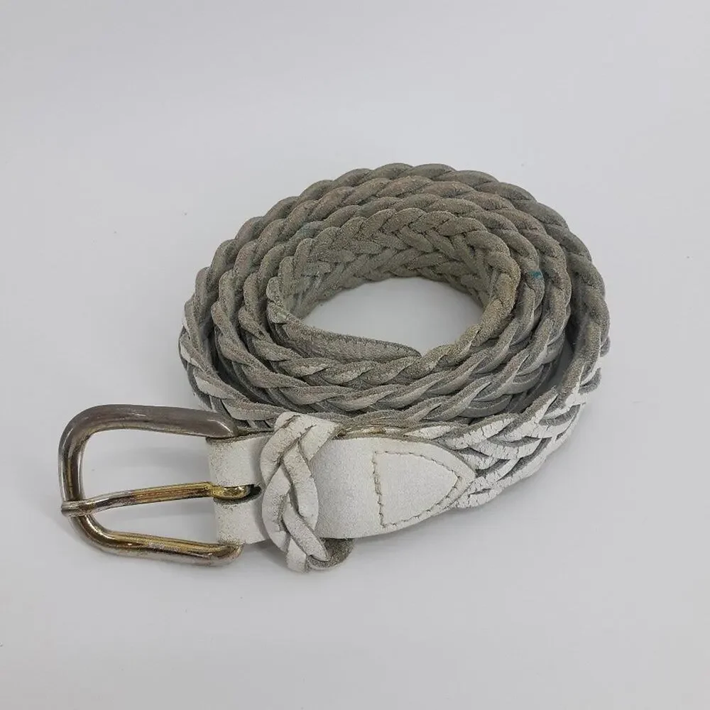 Womens Belt Large 80s White Leather Belt Women  Single Prong Buckle